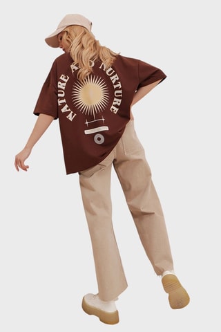 T-shirt oversize - Castanho