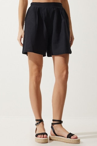 Calções de cintura subida - Preto