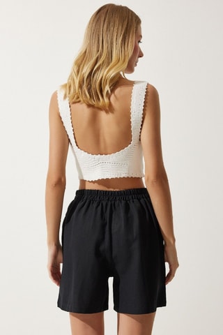 Calções de cintura subida - Preto