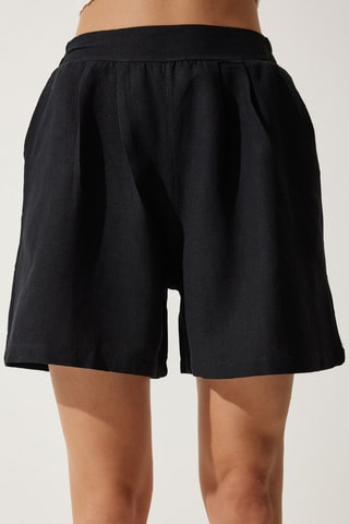 Calções de cintura subida - Preto