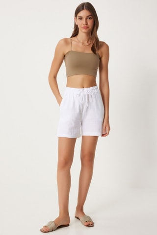 Calções de cintura subida - Branco