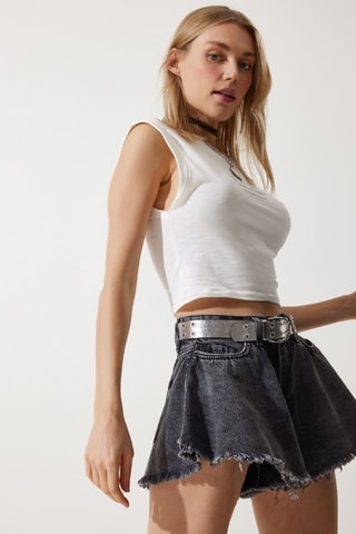 Calções de ganga - Preto