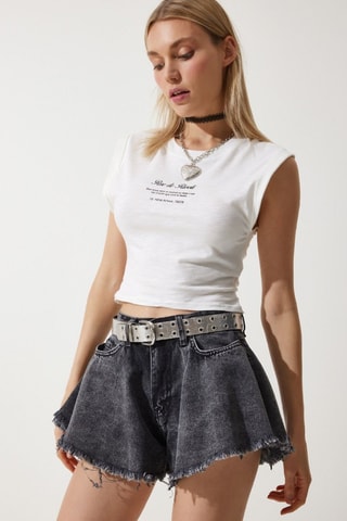 Calções de ganga - Preto