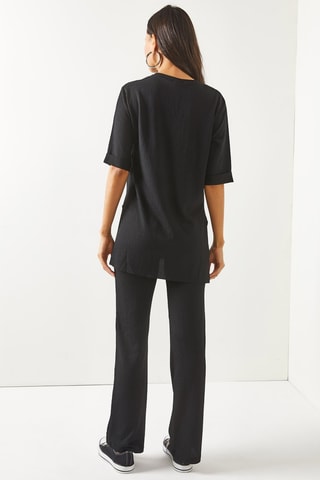 Túnica e calças palazzo - Preto