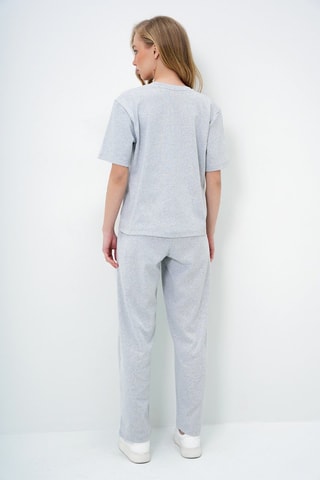 T-shirt e calças palazzo - Cinzento-claro mesclado