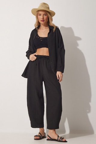 Camisa e calças em linho - Preto