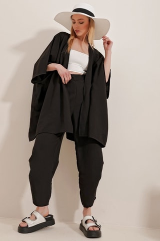 Quimono e calças 7/8 - Preto
