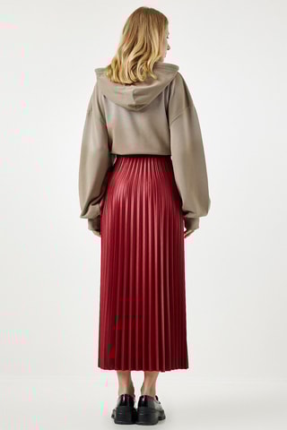 Saia plissada de cintura subida - Vermelho