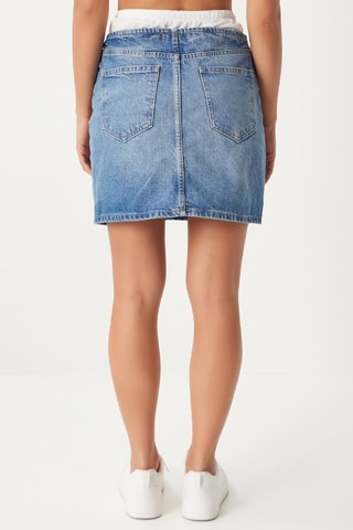 Saia direita de ganga - Azul