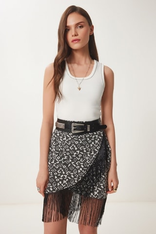 Saia traçada de cintura subida - Antracite