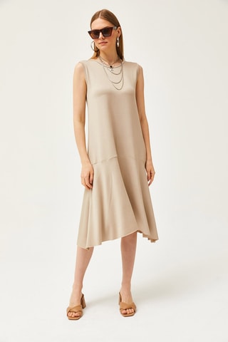 Vestido trapézio - Bege