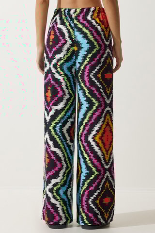 Calças palazzo - Preto e azul-celeste