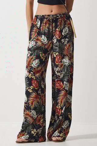 Calças palazzo - Preto e vermelho tijolo