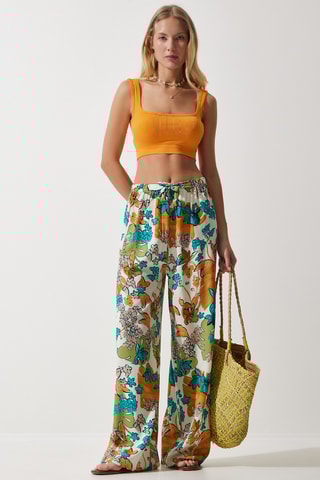 Calças palazzo - Cru