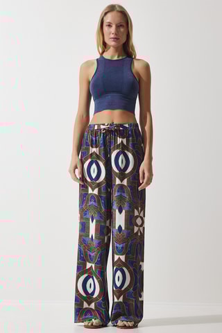 Calças palazzo - Azul-marinho