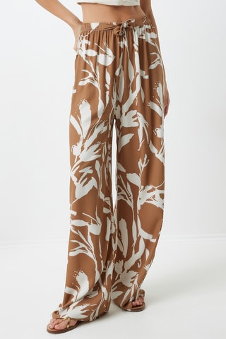 Calças palazzo - Castanho-claro