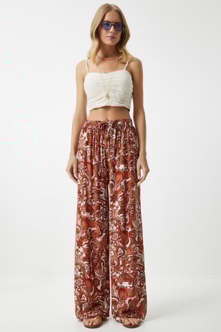Calças palazzo - Vermelho-tijolo