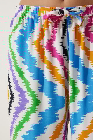 Calças palazzo - Branco e azul-cobalto