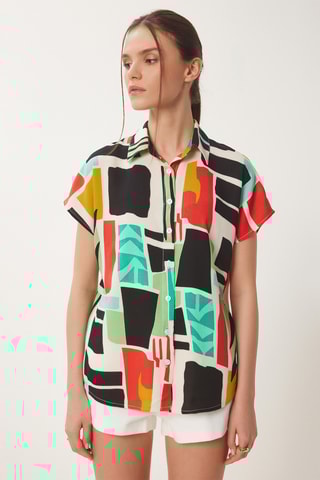 Camisa - Preto e verde-claro