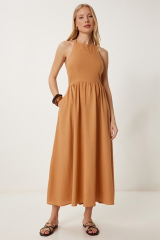 Vestido estilo patinadora - Camel