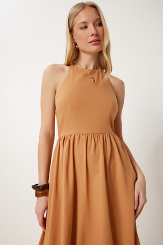 Vestido estilo patinadora - Camel