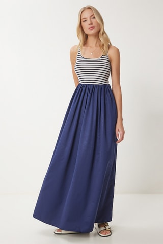 Vestido comprido - Azul-marinho