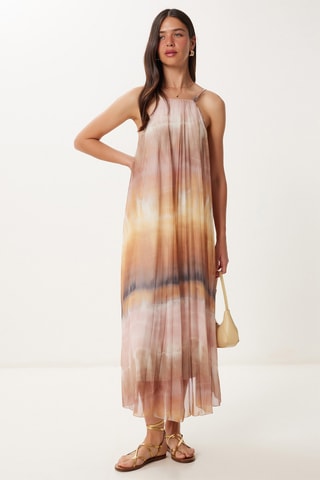 Vestido comprido dip and dye - Azul-cobalto