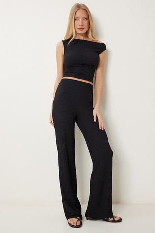 Calças cintura subida e top - Preto
