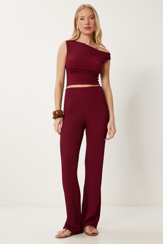 Calças cintura subida e top - Bordô