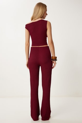 Calças cintura subida e top - Bordô