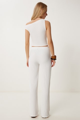 Calças cintura subida e top - Branco