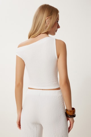 Calças cintura subida e top - Branco