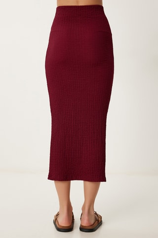 Saia cintura subida e crop top - Bordô