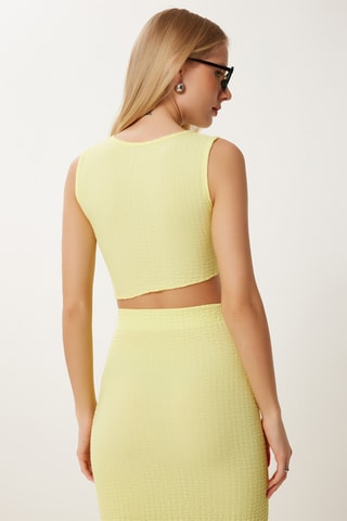 Saia cintura subida e crop top - Amarelo