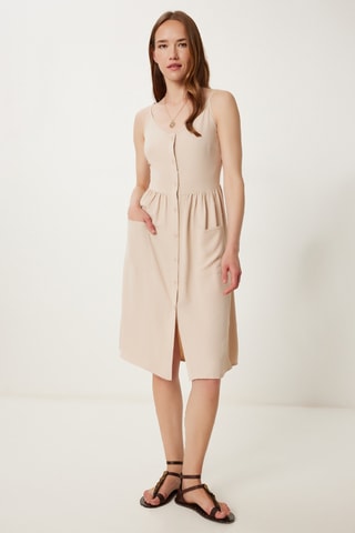 Vestido-camisa - Bege