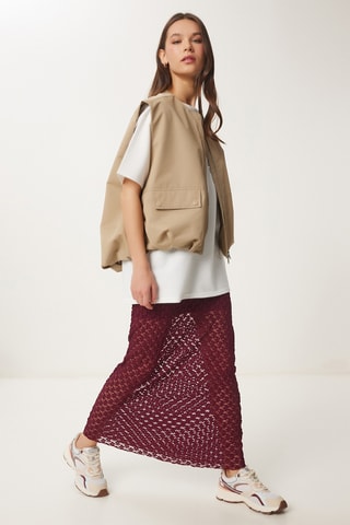 Saia cintura subida - Bordô