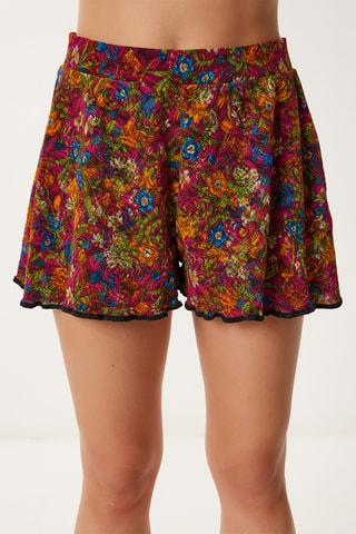 Calções de cintura subida - Laranja