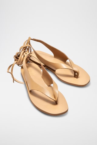 Sandálias espartanas em couro - Bege