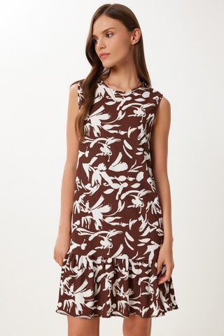 Vestido direito - Preto e castanho