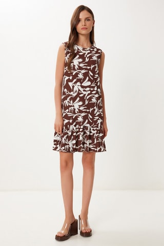 Vestido direito - Preto e castanho