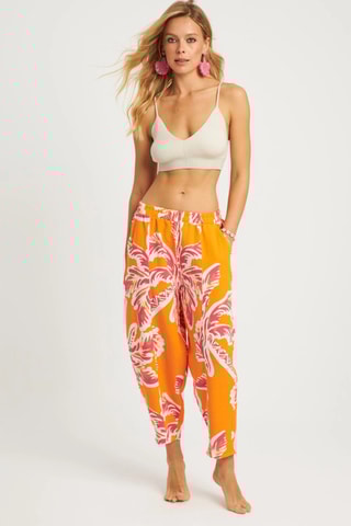 Calças em linho - Laranja