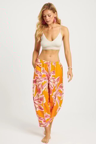 Calças em linho - Laranja