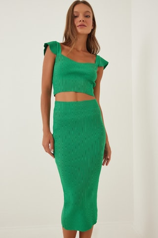 Crop top e saia justa - Verde-claro