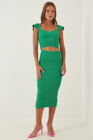 Crop top e saia justa - Verde-claro