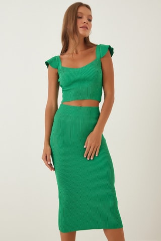 Crop top e saia justa - Verde-claro