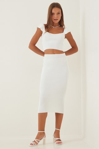 Crop top e saia justa - Branco