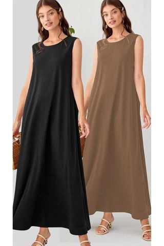 2 vestidos compridos - Preto e camel