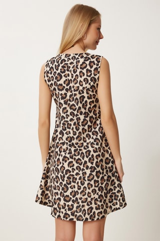 Vestido trapézio - Preto e bege