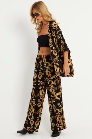 Casaco e calças cintura subida - Preto e dourado