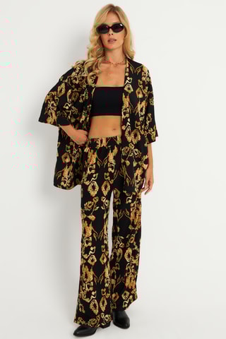 Casaco e calças cintura subida - Preto e dourado